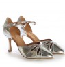 Silver leather comfortable bridal shoes