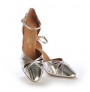 Silver leather comfortable bridal shoes