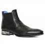 Black snake leather ankle boots for men with steel heel