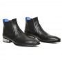Black snake leather ankle boots for men with steel heel