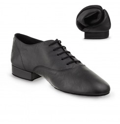 Elegant black & white men's leather dancing shoes 