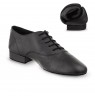 Elegant black flexible men's leather dance shoes