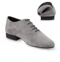 Flexible grey suede dance shoes for men with laces