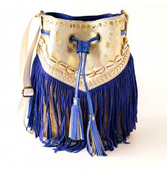 Western leather crossbody bag with fringes