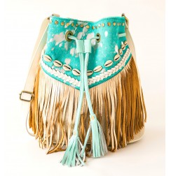 Western leather crossbody bag with fringes