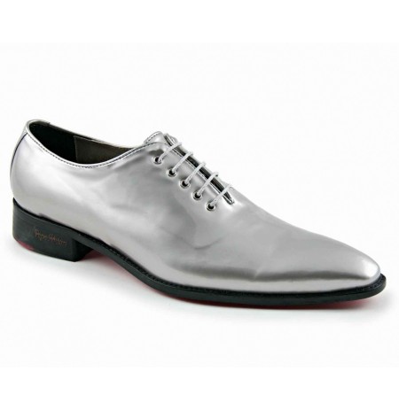 Sivler patent leather shoes for men