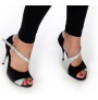 Black elegant latin dance heels with rhinestones