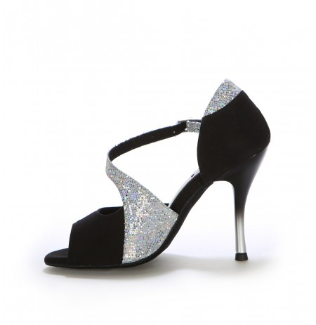 Black elegant latin dance heels with rhinestones