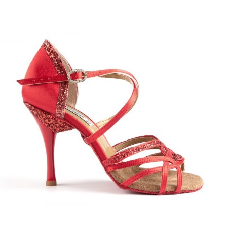 Red salsa shoes with sparkly heel