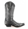 Black and silver leather mexican cowboy boots