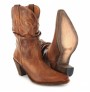 Ladies beige leather cowboy boots