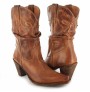 Ladies beige leather cowboy boots