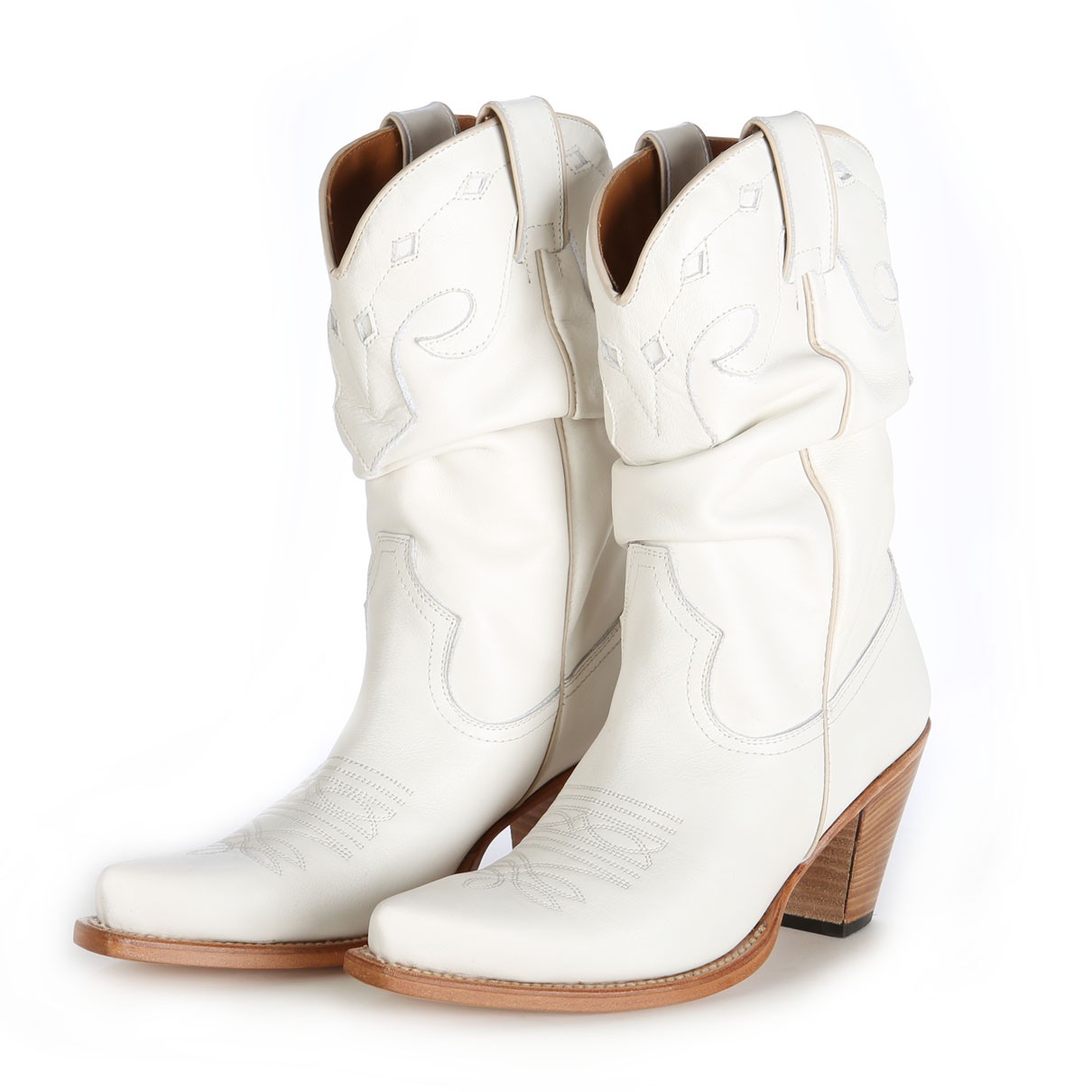 white leather boots