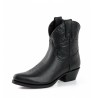 Black leather cowboy women ankle boots