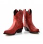 Red leather cowboy women ankle boots