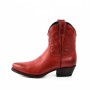 Red leather cowboy women ankle boots
