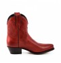 Red leather cowboy women ankle boots