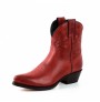 Red leather cowboy women ankle boots