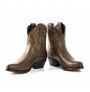 Brown leather cowboy women ankle boots