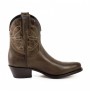 Brown leather cowboy women ankle boots