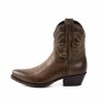 Brown leather cowboy women ankle boots