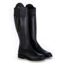 Elegant black oiled leather riding boots