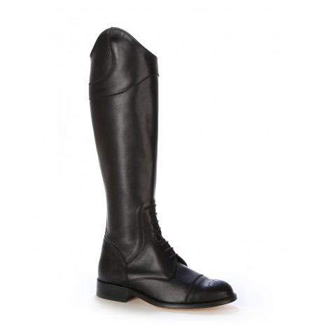 Black leather riding style boots with laces