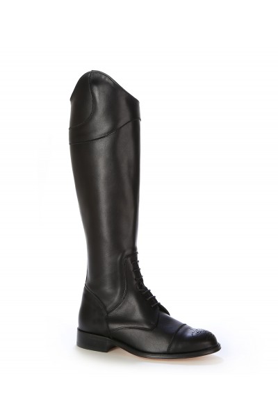 Black leather riding style boots with laces