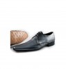Grey leather pointed toe derby shoes for men 