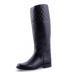 Elegant black leather riding style boots