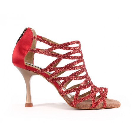 Strappy glittery red dancing heels