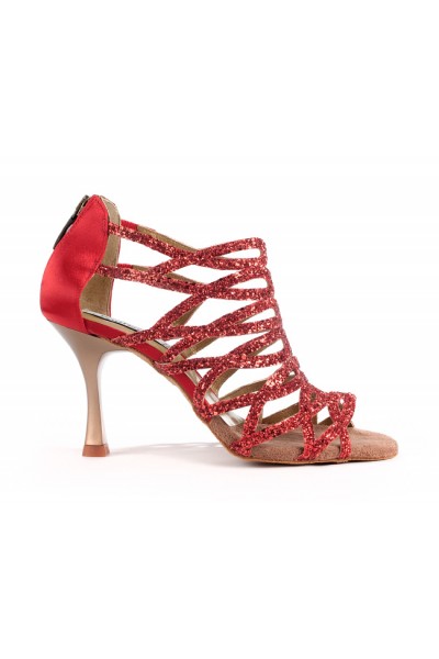 Strappy glittery red dancing heels