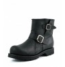 Black leather biker boots with toe padding