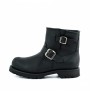 Black leather bike boots with padded tip