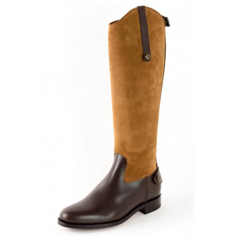 Two-tone brown leather high boot