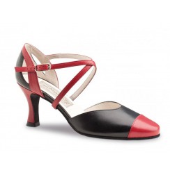 Black and red leather salomé dancing shoes