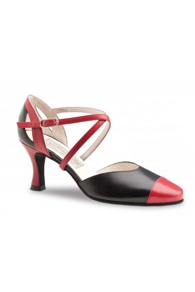 Black and red leather salomé dancing shoes