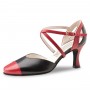 Black and red leather salomé dancing shoes