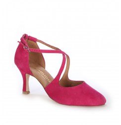Fuchsia X-strap heels
