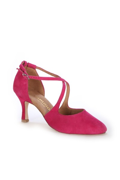 Fuchsia X-strap heels