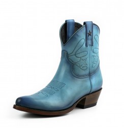 Women's blue leather cowboy boots