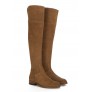 Camel leather knee boots for women