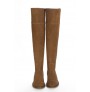 Camel leather knee boots for women