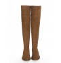 Camel leather knee boots for women