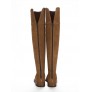 Camel leather knee boots for women