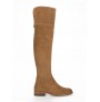 Camel leather knee boots for women