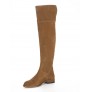 Camel leather knee boots for women