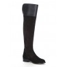 Black leather knee boots for women