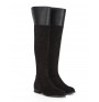 Black leather knee boots for women