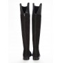 Black leather knee boots for women